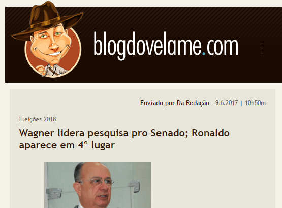Blog Do Velame.com divulga pesquisa realizada no Estado da Bahia sobre a disputa eleitoral para Senador do Estado