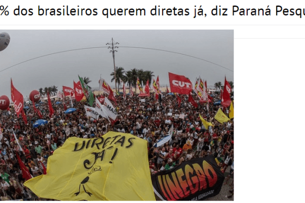 El Comunista.Net divulga pesquisa nacional realizada pela Paraná Pesquisas com a opinião dos Brasileiros sobre eleições diretas