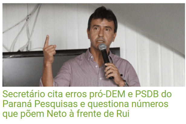 Portal Uni Bairros cita em matéria pesquisa realizada pela Paraná Pesquisas