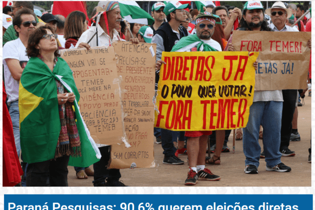TV Hortolândia divulga pesquisa nacional realizada pela Paraná Pesquisas com a opinião dos Brasileiros sobre eleições diretas