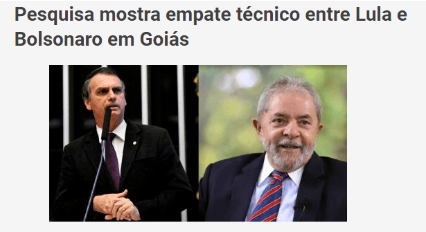 Blog do Pedro Marinho divulga pesquisa realizada no Estado de Goiás sobre a disputa eleitoral para Presidente do Brasil