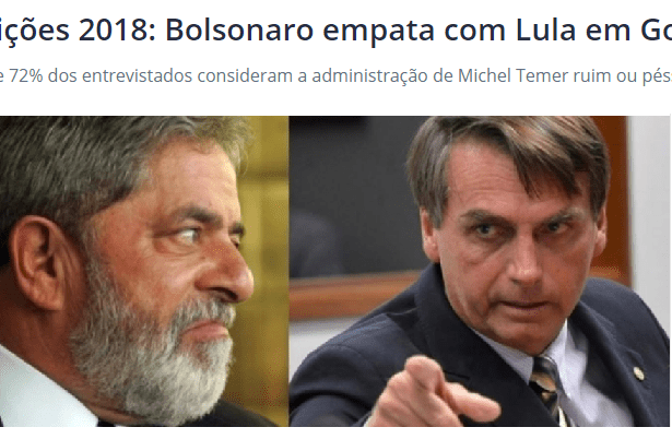 Dia Online divulga pesquisa realizada no Estado de Goiás sobre a disputa eleitoral para Presidente do Brasil