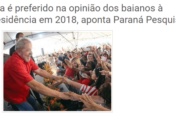 Portal Rádio Caraíbas FM divulga pesquisa realizada no Estado da Bahia sobre a disputa eleitoral para Presidente do Brasil