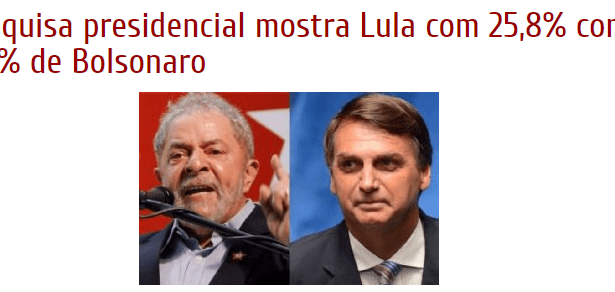 Agência da Notícia divulga pesquisa nacional realizada pela Paraná Pesquisas sobre a disputa eleitoral para Presidente do Brasil