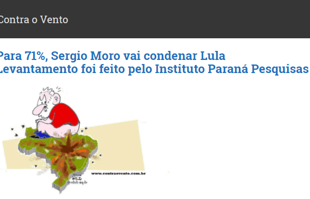 Portal Contra o Vento divulga pesquisa realizada pela Paraná Pesquisas com a opinião dos Brasileiros sobre o Caso do Triplex