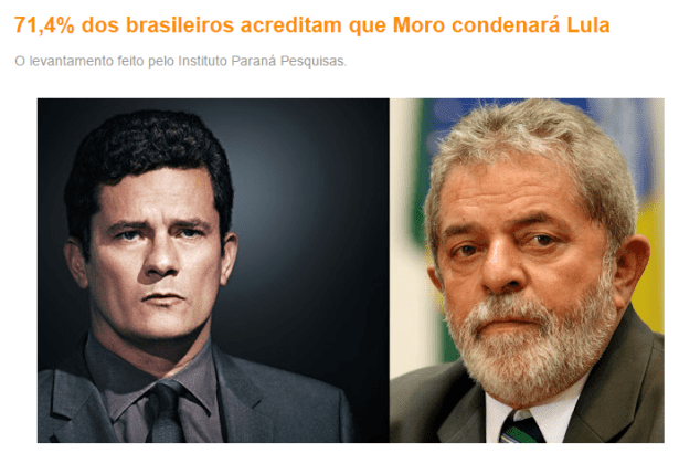 Rota 324 divulga pesquisa realizada pela Paraná Pesquisas com a opinião dos Brasileiros sobre o Caso do Triplex
