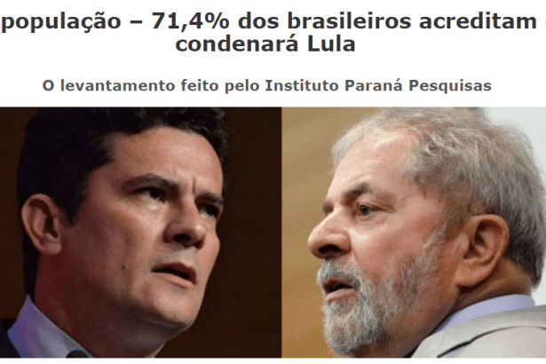 A Voz De Petrópolis divulga pesquisa realizada pela Paraná Pesquisas com a opinião dos Brasileiros sobre o Caso do Triplex