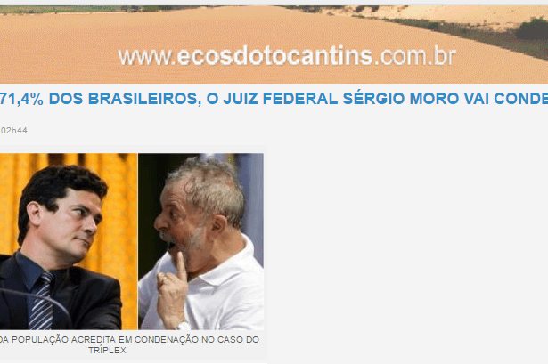Ecos Do Tocantins divulga pesquisa realizada pela Paraná Pesquisas com a opinião dos Brasileiros sobre o Caso do Triplex