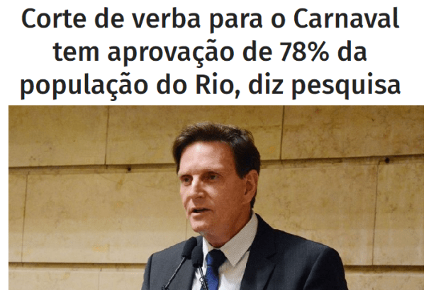 Portal Setor 1 - Band divulga pesquisa realizada no Município do Rio de janeiro sobre a redução dos gastos com Escolas de Samba