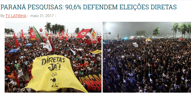 Blog do Latinha divulga pesquisa nacional realizada pela Paraná Pesquisas com a opinião dos Brasileiros sobre eleições diretas