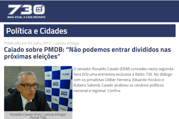 Portal 730 cita em matéria/ entrevista pesquisa realizada pela Paraná Pesquisas