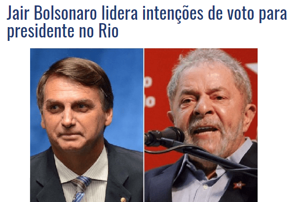 Água Boa News divulga pesquisa realizada no Estado do Rio de Janeiro sobre a disputa eleitoral para Presidente do Brasil