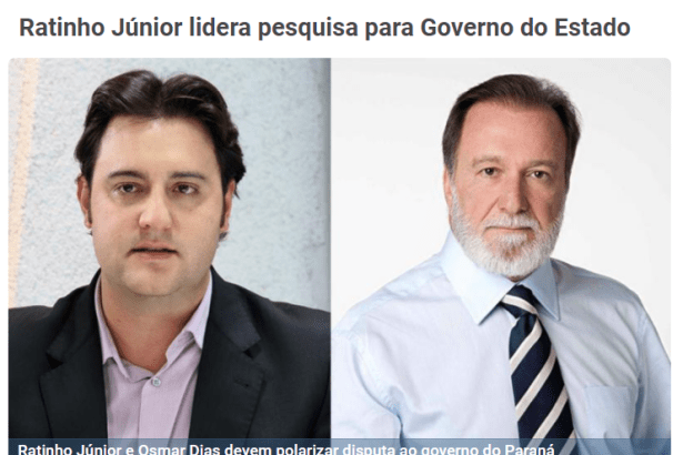 Jornal Paraná Centro divulga pesquisa realizada no Estado do Paraná sobre a disputa eleitoral para Governador do Estado