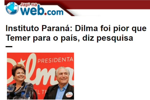 Japi na Web.com divulga pesquisa nacional sobre o Presidente Michel Temer e a ex-presidente Dilma Rousseff
