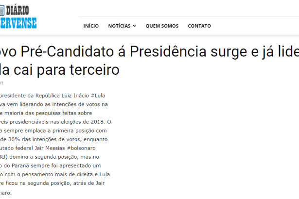 Diário Reservense divulga pesquisa realizada pela Paraná Pesquisas no Estado do Paraná sobre a disputa eleitoral para Presidente