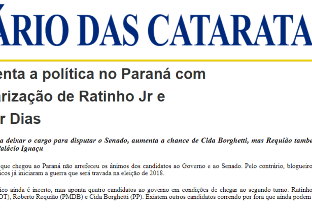 Diário das Cataratas divulga pesquisa realizado no Estado do Paraná sobre a disputa eleitoral para Governador