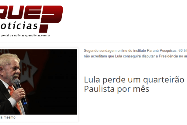Portal Que Notícias divulga pesquisa nacional realizado pela Paraná Pesquisas sobre o ex-presidente Lula e as eleições de 2018