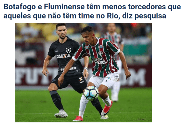 Fox Sports divulga pesquisa realizada no Rio de Janeiro sobre a preferência dos cariocas com os times de futebol