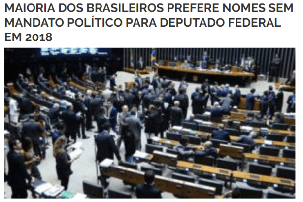 Portal Líder Notícias divulga pesquisa realizada pela Paraná Pesquisas sobre a descrença dos brasileiros nos Deputados