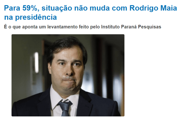 Portal WSCOM divulga pesquisa nacional sobre a grau de conhecimento e aceitabilidade do Sr. Rodrigo Maia