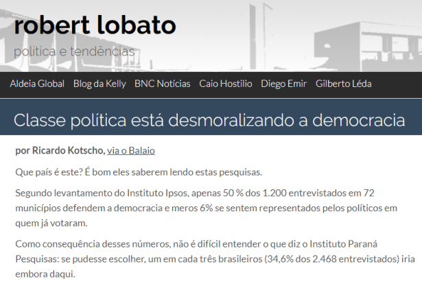 Portal Robert Lobato divulga pesquisa nacional realizado pela Paraná Pesquisas com a opinião dos brasileiros sobre o Brasil