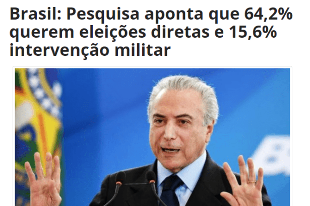Portal Adelson Meira divulga pesquisa nacional com a opinião dos brasileiros sobre a Intervenção Militar