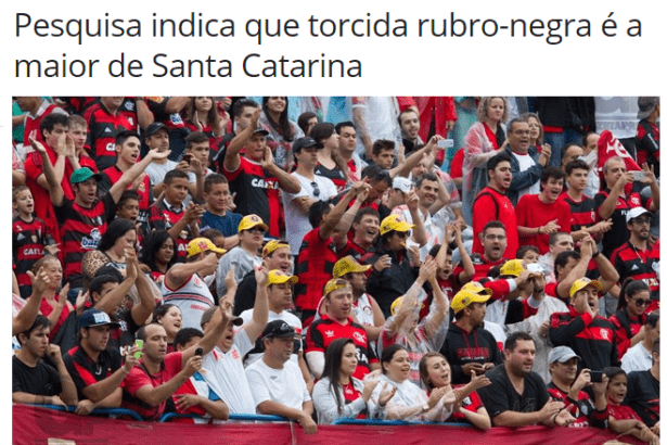 Coluna do Flamengo divulga pesquisa realizado em Santa Catarina sobre a maior torcida de futebol
