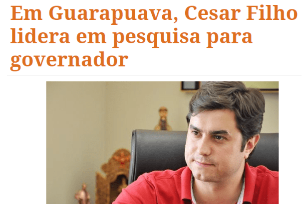 RedeSul de Notícias divulga pesquisa realizada em Guarapuava pela Paraná Pesquisas sobre a disputa eleitoral para 2018