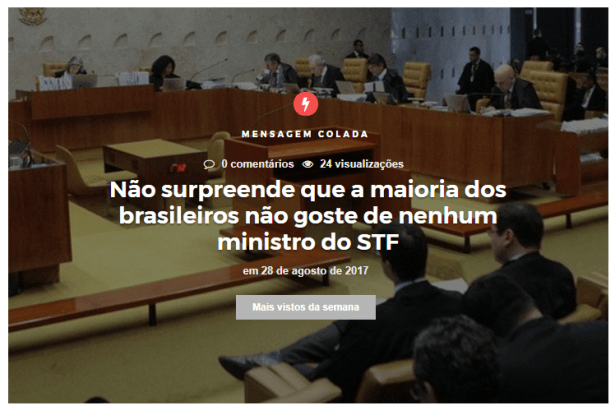 Portal Cartas Proféticas divulga pesquisa nacional realizado pela Paraná Pesquisas sobre os Ministros do STF