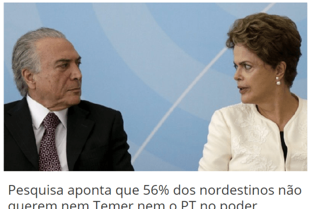 Portal i Mais News divulga pesquisa realizado pela Paraná Pesquisas sobre quem o brasileiro prefere no Planalto Temer ou PT