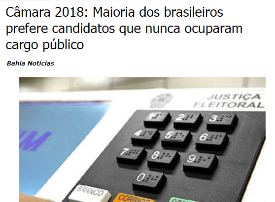 Blog da Resenha Geral divulga pesquisa realizada pela Paraná Pesquisas sobre a descrença dos brasileiros nos Deputados