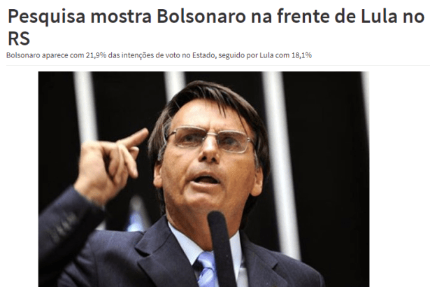 Portal GAZ - Gazeta Online divulga pesquisa realizada no Estado do Rio Grande do Sul sobre administração Federal e situação eleitoral