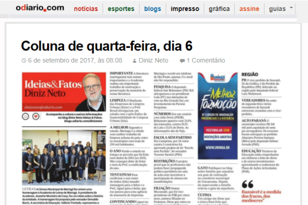 Blog O Diário cita pesquisa realizada no Estado do Rio Grande do Sul sobre a disputa eleitoral para Presidente do Brasil