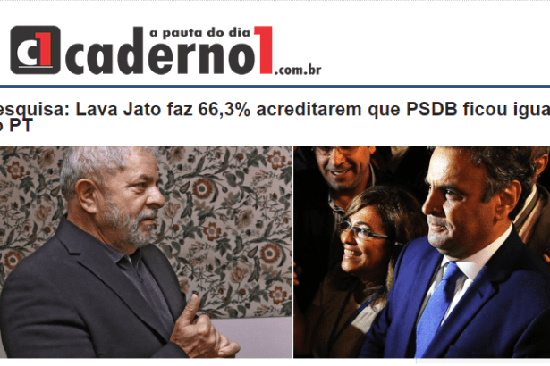 Portal Caderno1 divulga pesquisa nacional realizado pela Paraná Pesquisas sobre o PSDB está igual ao PT na Operação Lava Jato