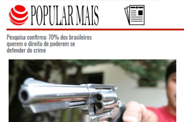 Portal Popular Mais divulga pesquisa realizado pela Paraná Pesquisas com a opinião dos brasileiros sobre aquisição de armas de fogo