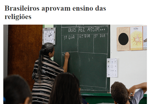 Correio de Notícia divulga pesquisa nacional realizado pela Paraná Pesquisas sobre a implantação da história das religiões nas escolas