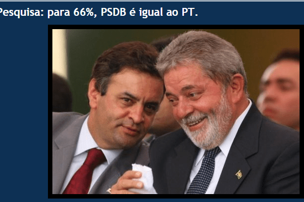 Blog do Valdemar Tibá divulga pesquisa nacional realizado pela Paraná Pesquisas sobre o PSDB está igual ao PT na Operação Lava Jato