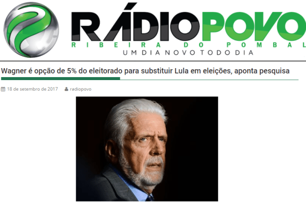 Rádio Povo divulga pesquisa nacional realizado pela Paraná Pesquisas sobre quem poderia substituir Lula caso não possa se candidatar