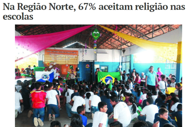 Diário do Amazonas divulga pesquisa nacional realizado pela Paraná Pesquisas sobre a implantação da história das religiões nas escolas