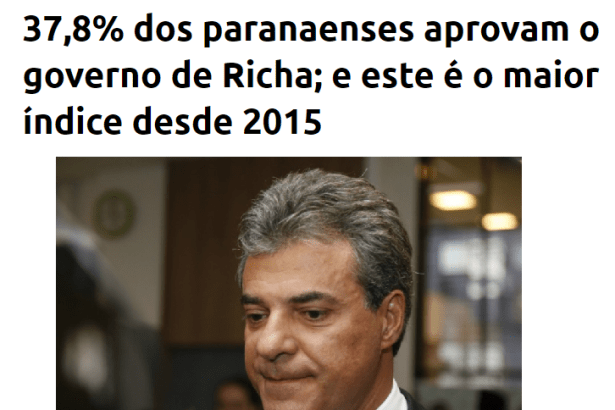 Tribuna PR divulga pesquisa realizado no Estado do Paraná sobre a popularidade do Governador Beto Richa