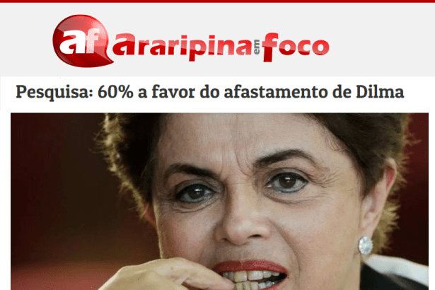 Araripina em Foco divulga pesquisa nacional com a opinião dos brasileiros sobre o afastamento da ex-Presidente Dilma Rousseff