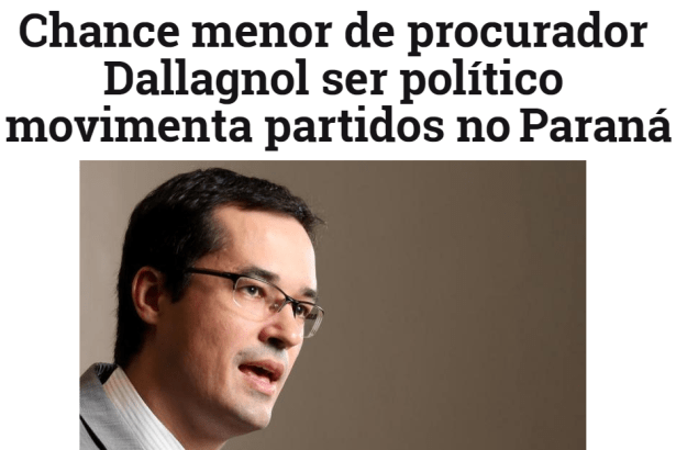 Portal Zero Hora - Política divulga pesquisa realizada pela Paraná Pesquisas sobre a possibilidade de Deltan Dallagnol entrar para política