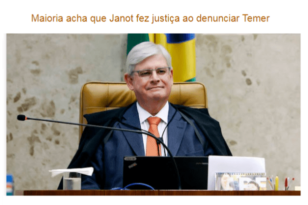 Blog Brasil Soberano e Livre divulga pesquisa nacional realizado pela Paraná Pesquisas sobre o Ex-Procurador-Geral da República, Rodrigo Janot