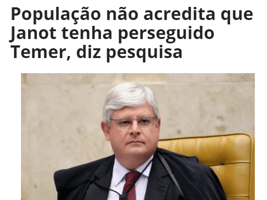 Ipiaú Online divulga pesquisa nacional realizado pela Paraná Pesquisas sobre o Ex-Procurador-Geral da República, Rodrigo Janot