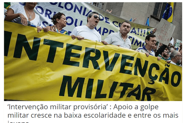 Portal Líder do Vale FM divulga pesquisa nacional realizado pela Paraná Pesquisas sobre uma intervenção militar provisória no Brasil