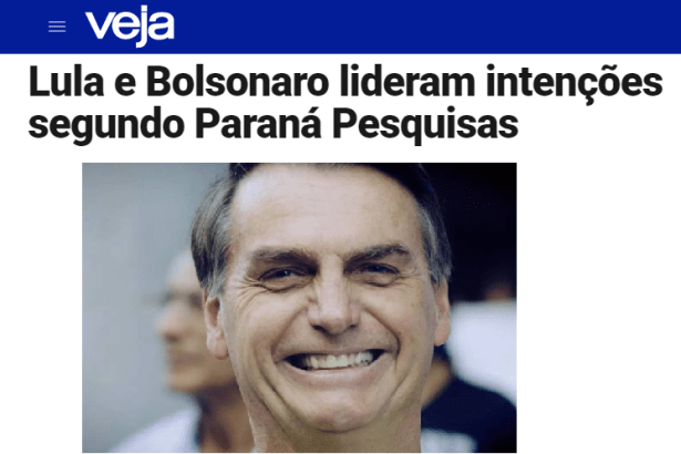 Veja.com - Política divulga pesquisa nacional realizado pela Paraná Pesquisas sobre a disputa eleitoral para Presidente do Brasil