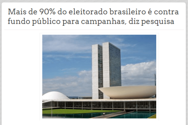 Blog do Eloilton Cajuhy divulga pesquisa nacional sobre a criação de um fundo com recursos públicos para financiar as campanhas eleitorais
