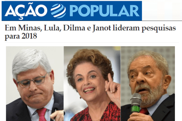 Portal Ação Popular divulga pesquisa realizado em Minas Gerais sobre a disputa eleitoral para Senador e Presidente do Brasil