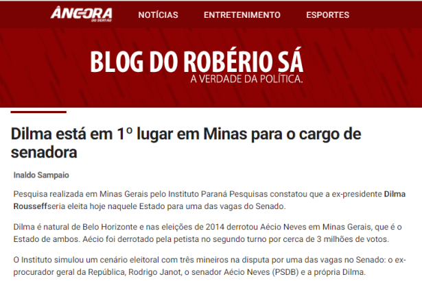 Âncora do Sertão divulga pesquisa realizado no Estado de Minas Gerais sobre a disputa eleitoral para o Senado Federal