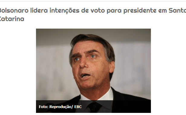 Blog do Hailton Pereira divulga pesquisa realizada no Estado de Santa Catarina sobre a disputa eleitoral para Presidente do Brasil